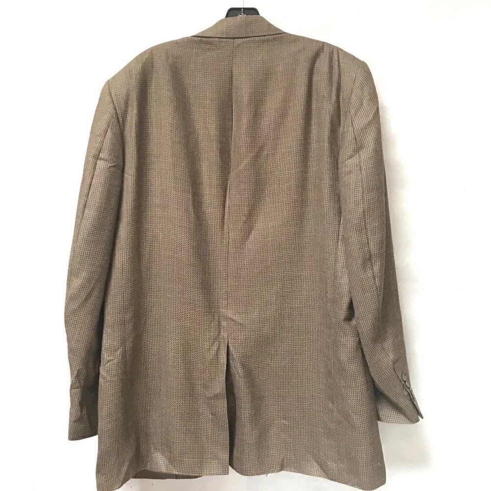 Geoffrey Beene Suit Jacket Blazer Sport Brown 40L EUC Silk Wool Tweed